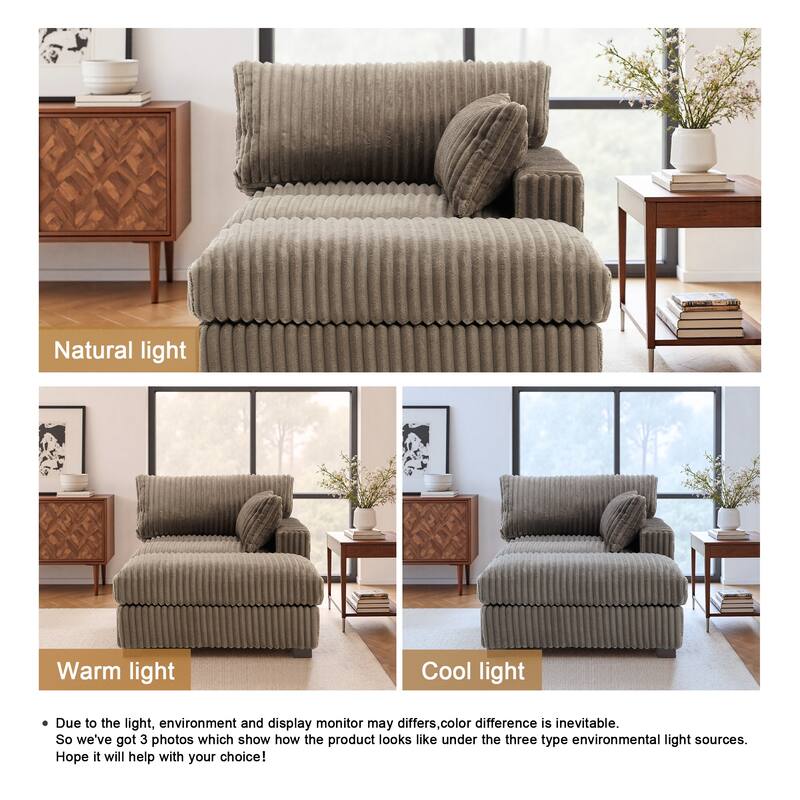 Modren Plush Upholstered Coner Chair and Ottoman Set