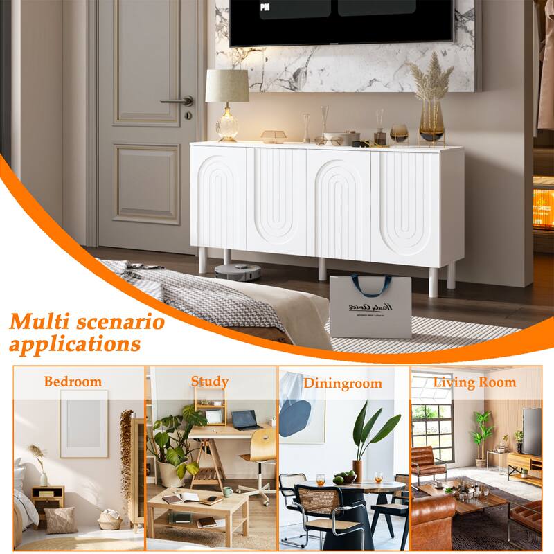 White Sideboard Bookcase Kitchen Cabinet Buffet Credenza End Table Whie/Black