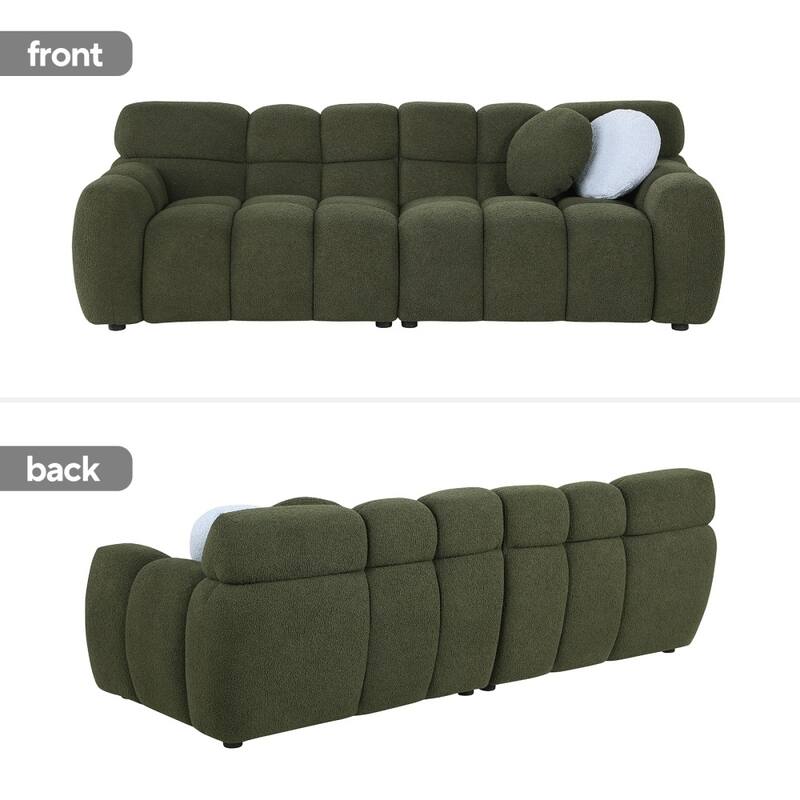 87.4" 3-Seater Boucle Sofa with Wood Frame