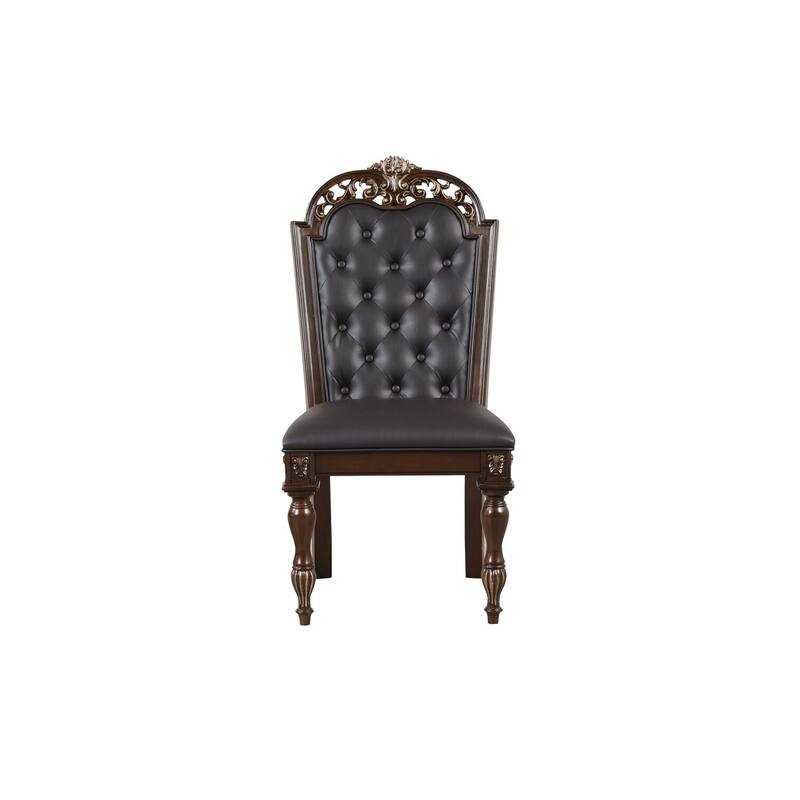 Brown/Black Faux Leather Upholstered Metal Frame Dining Chair, Sturdy Dining Chair for Dining Rooms - 20.5