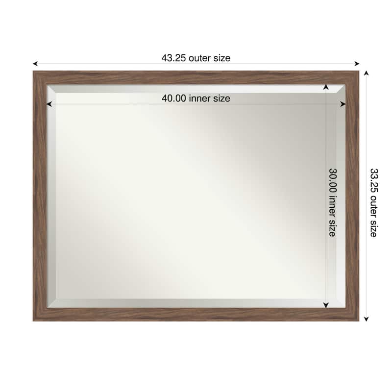 Pia Medium Brown Narrow Beveled Framed Wall Mirror - Pia Medium Brown Narrow - 43 x 33 in
