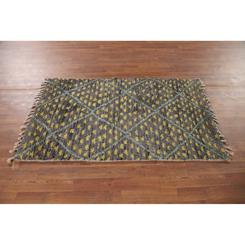 Trellis Geometric Moroccan Oriental Accent Rug Handmade Wool Carpet - 3'0" x 4'11"