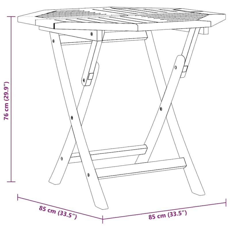 vidaXL Folding Patio Table 33.5"x33.5"x29.9" Solid Teak Wood