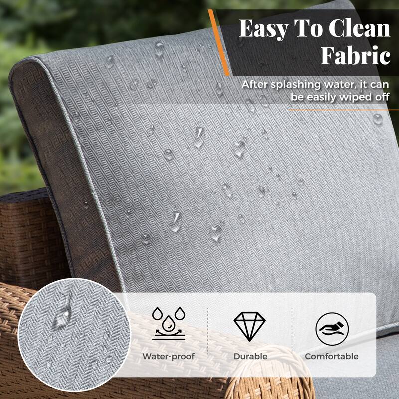 MAISON ARTS Luxury Wicker Patio Conversation Sofa Set with Curved Armrests with Cushions