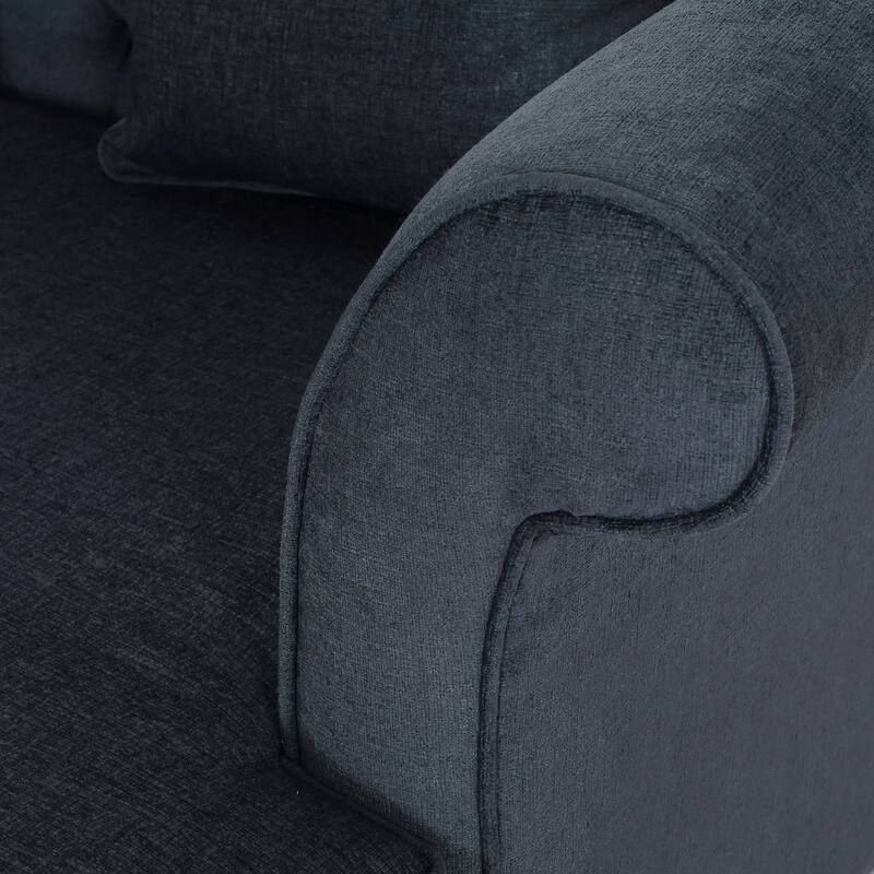 Charcoal Modern 66" Upholstered Loveseat Chaise Lounges Chair with Birch Wood Legs and Pillows