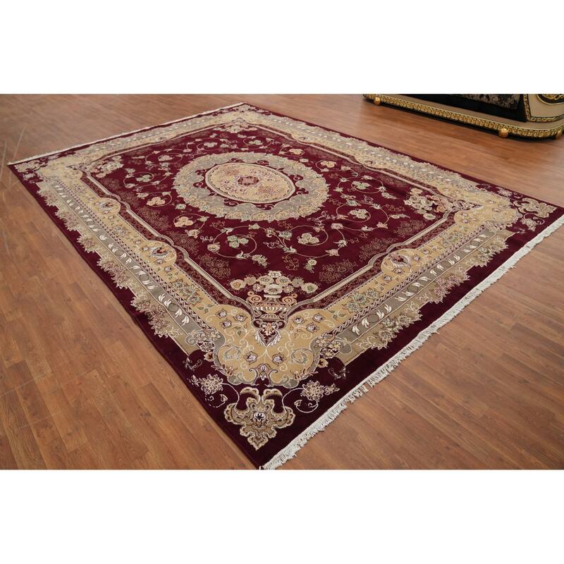 Victorian Style Aubusson Turkish Area Rug Bedroom Machine-Made Carpet - 9'8" x 13'2"