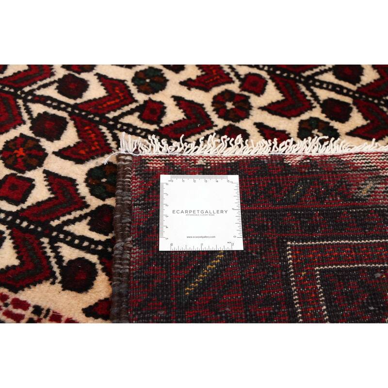 ECARPETGALLERY Hand-knotted Teimani Cream, Red Wool Rug - 3'3 x 6'5