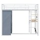 preview thumbnail 16 of 38, Metal & Wood Twin Size Loft Metal Bed with Desk,Power Outlet,LED and Wardrobe