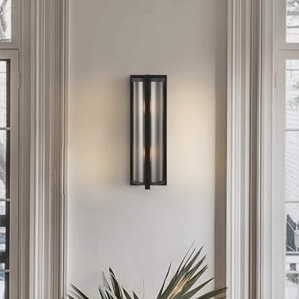 SAFAVIEH Lighting Bhavani Senla Led Wall Sconce (Set of 2) - 6" W x 4.75" L x 18" H - Oil Rubbed Bronze/Clear - 6Wx5Dx18H