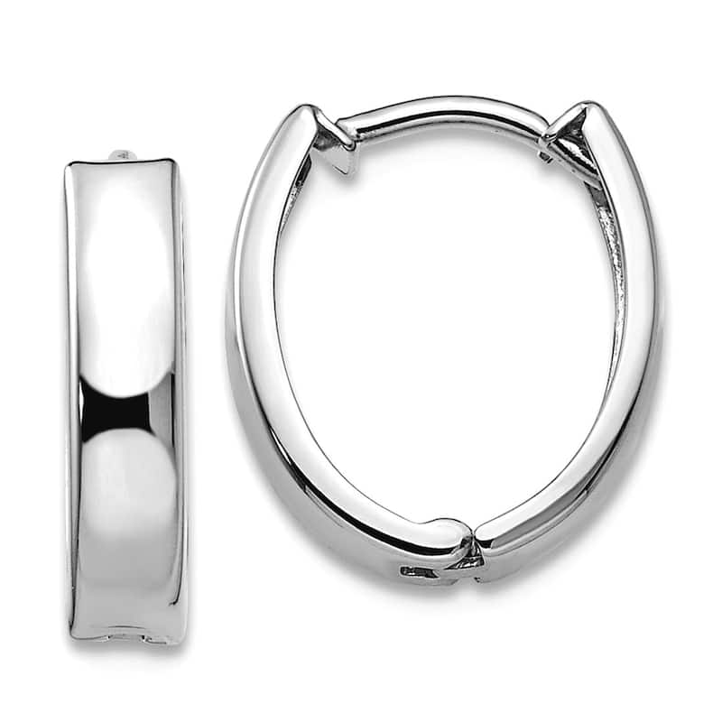 Curata 10K or 14k Yellow or White Gold Polished Oval Hinged Huggies Hoop Earrings - 13x4mm