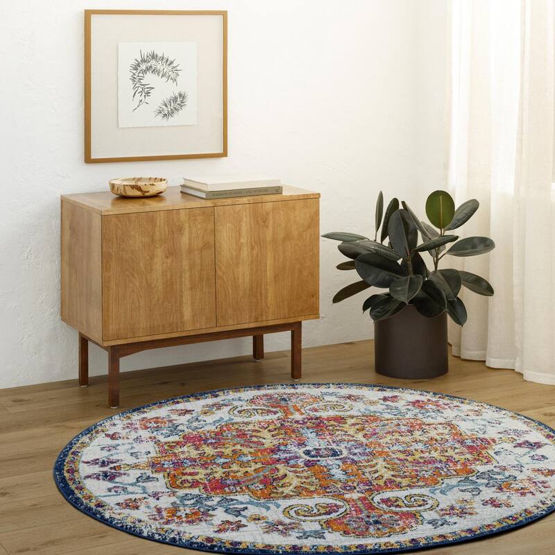 Livabliss Harput Updated Traditional Medallion Area Rug - Multi - 10' x 10' Round