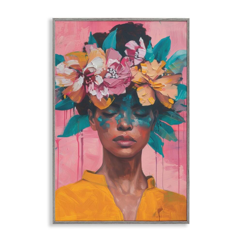 Stupell Woman With Floral Headdress Framed Giclee Art Design By LSR Design Studio