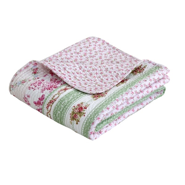 Pink and green online throw