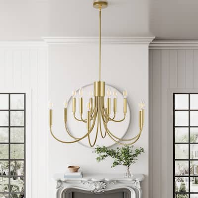 Classic Industrial 12-Light Iron Candle Chandelier for Dining Room Kitchen Island
