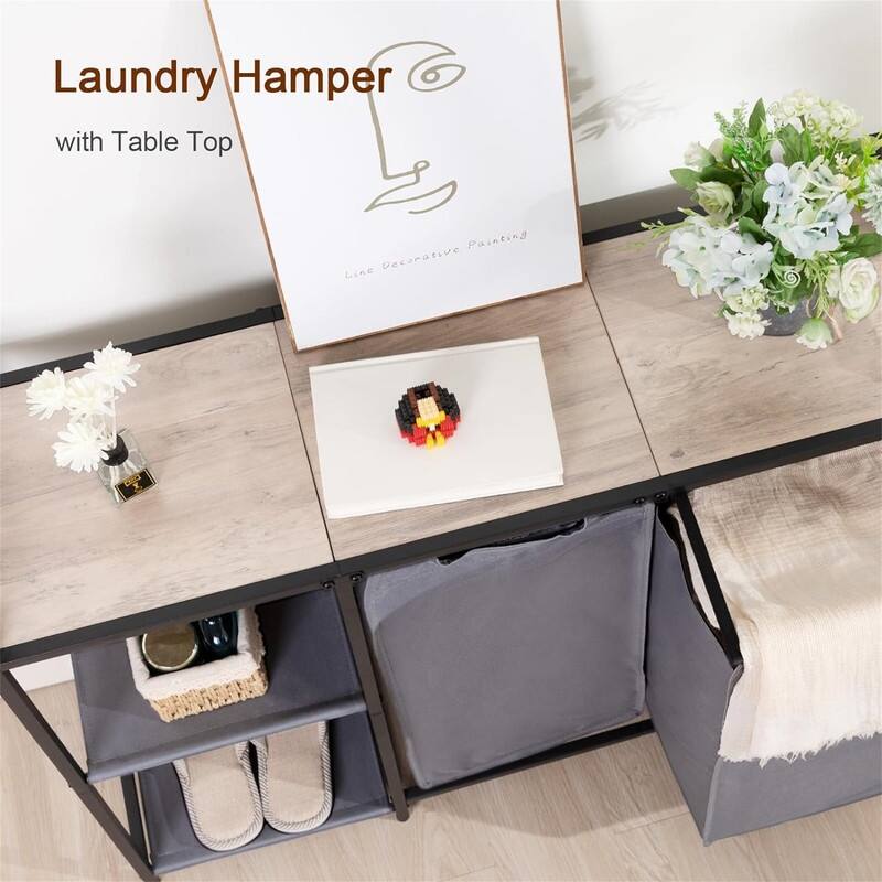 Laundry Basket 2 Section - 37.2"L x 11.8"W x 29.5"H