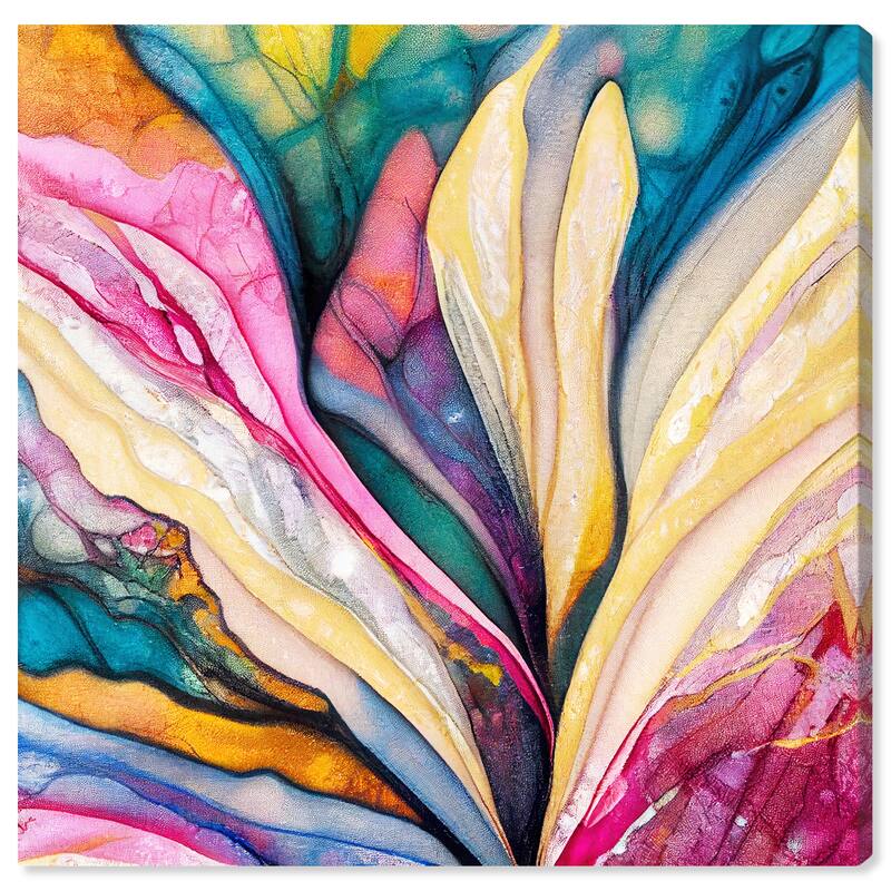 Wynwood Studio Abstract Colorful inside Petals Pink and Pastel Yellow Modern & Contemporary Wall Art Canvas Print