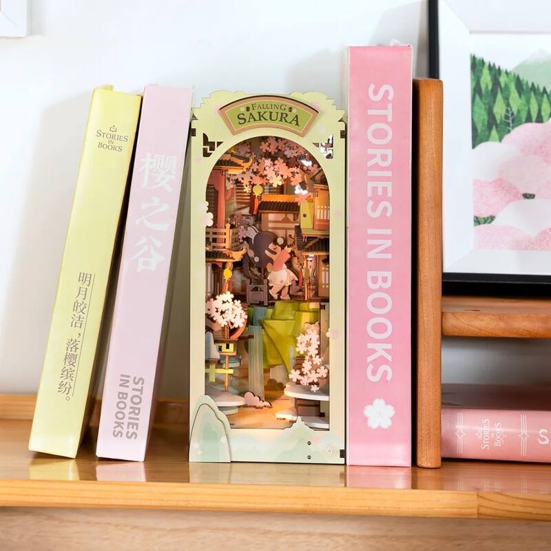 DIY 3D Book Nook Kit - Falling Sakura 340pcs - Multi-Color