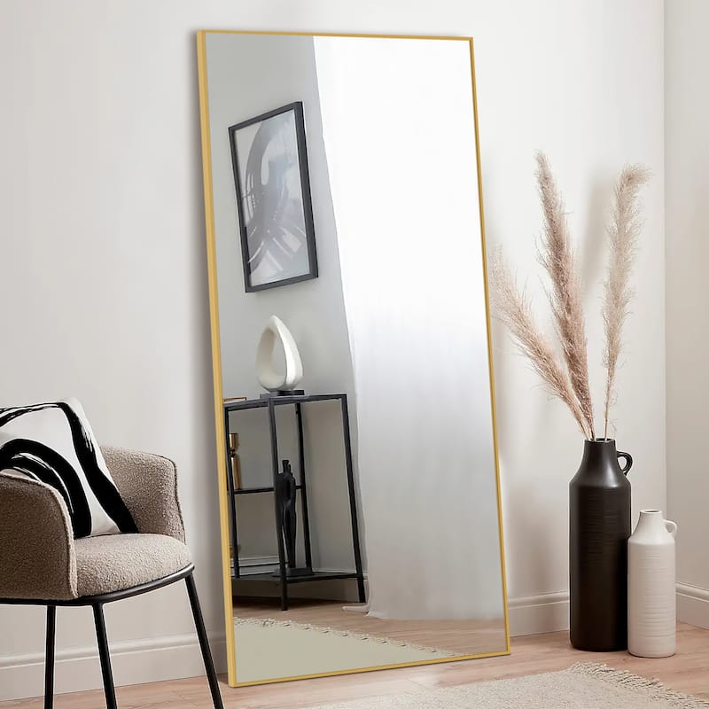 Modern Aluminum Alloy Slim Framed Full-length Floor Mirror - 71x47 - Gold - Gold