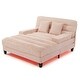 preview thumbnail 9 of 57, 57-In Chenille Upholstered Chaise Lounge with Adjustable Backrest & LED Light Strip
