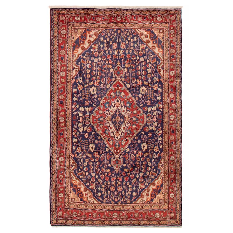 ECARPETGALLERY Hand-knotted Kayseri Vintage Navy Wool Rug - 4'2 x 7'1 - Navy - 4'2 x 7'1