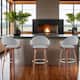 Daxton Mid-Century Swivel Bar Stool, Upholstered Counter Height Chair with Bentwood Legs - Gray and Walnut - Bar Height