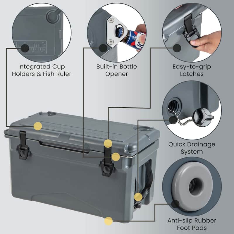 30 QT Rotomolded Cooler Portable Ice Chest Ice Retention for 5-7 Days