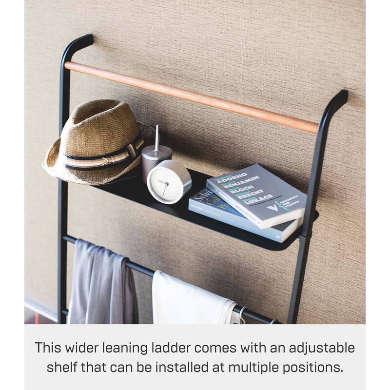 Yamazaki Home Leaning Storage Ladder - Two Styles, Steel, Shelf, Holds 33 lbs - L 9.84 x W 25.98 x H 62.99 inches