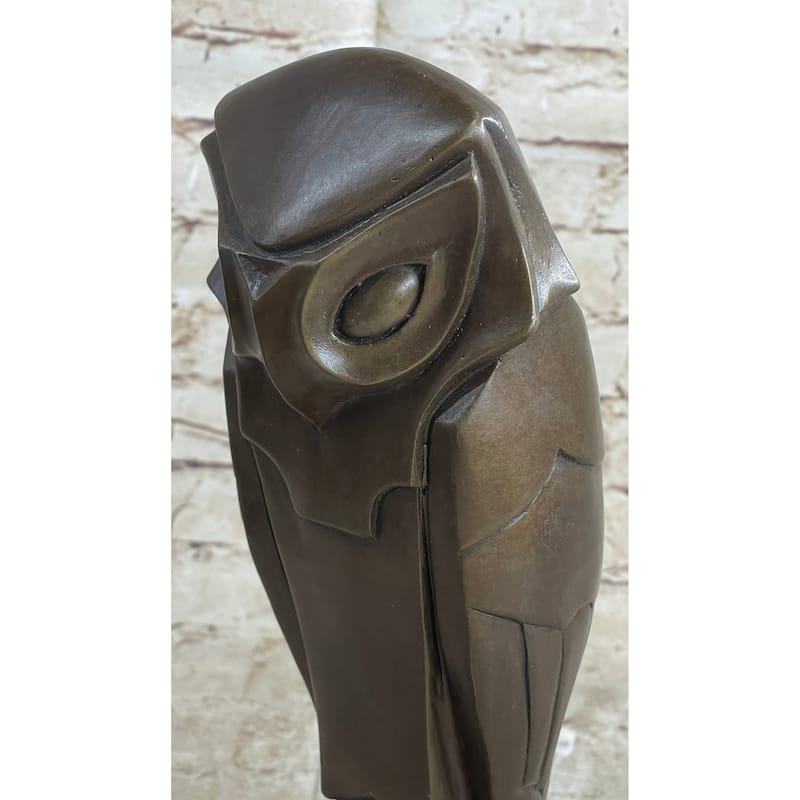 Art Deco Owl Pure Vienna Bronze Statue On A Marble Base Figurine Sculpture Gift