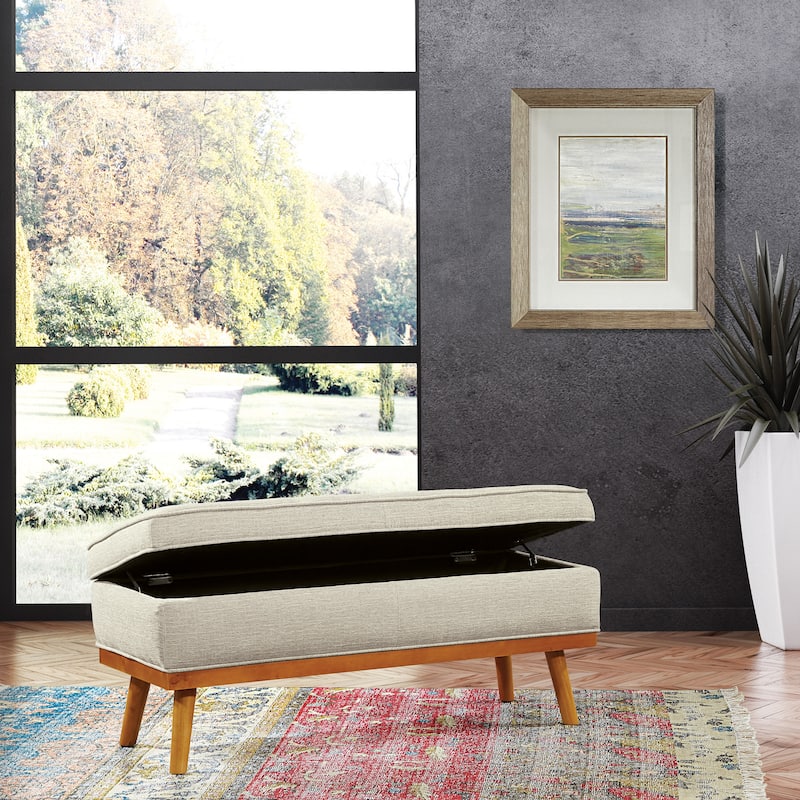 Carson Carrington Sastamala Mid-century Storage Bench - Linen
