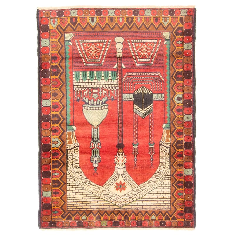 ECARPETGALLERY Hand-knotted Teimani Red Wool Rug - 3'1 x 4'3