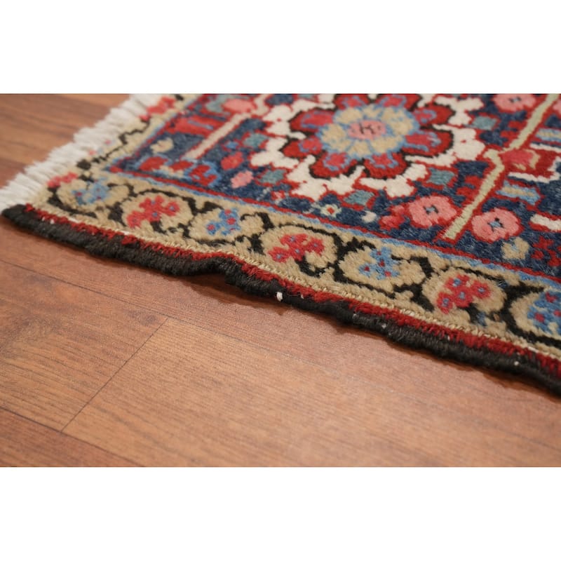 Hand Knotted Oriental 100% Wool Carpet Traditional Floral Red Heriz Area Rug - 12' 9'' X 9' 9''