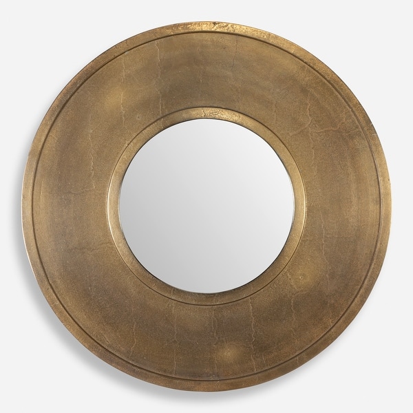 slide 2 of 6, Uttermost Axel Round Brass Mirror - 30"H x 30"W x 1.5"D