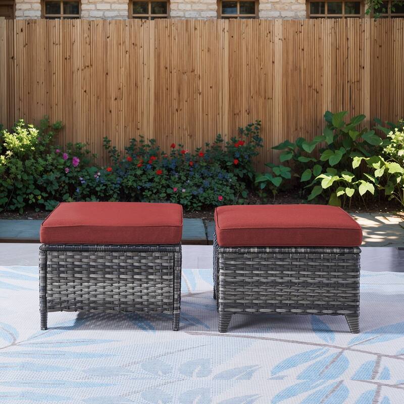 Outdoor 3-Piece Wicker Sofa Set with Ottoman