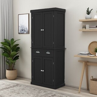 71" MDF Kitchen Pantry Cabinet with Drawer & Adjustable Shelves - Bed ...