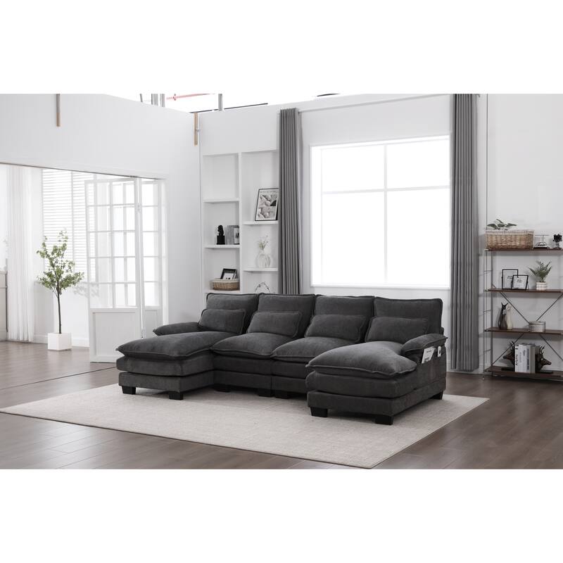 GDFStudio - U Shaped 110" Chenille Modular Cloud Sectional Couches