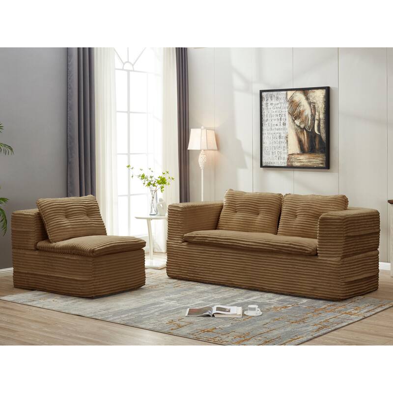 Sofa Bed With Independent Chaise Lounge And Functional Blanket,Convertible Sofa Bed,King Size Bed,Deep Seat