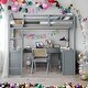 preview thumbnail 1 of 52, Wooden Full Loft Bed with U-shaped Desk,Storage Compartments and Tri-fold Mirror Grey