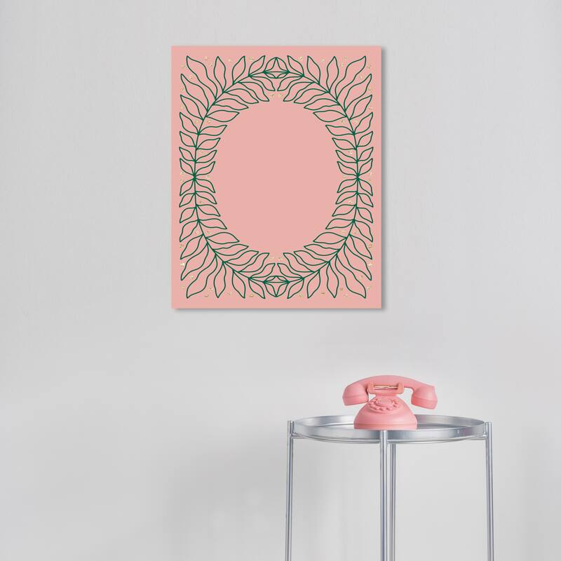 Wynwood Studio Canvas Floral and Botanical Glitter Dots and Leaf Frame Green Glam Wall Art Canvas Print - 16 x 20
