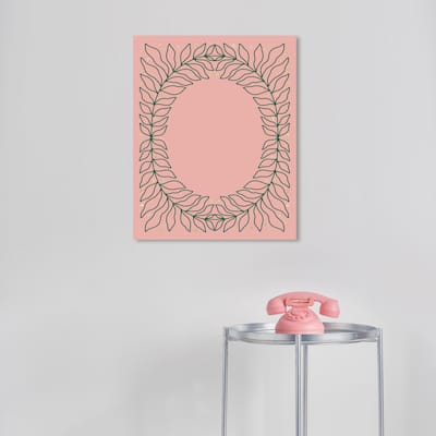 Wynwood Studio Canvas Floral and Botanical Glitter Dots and Leaf Frame Green Glam Wall Art Canvas Print