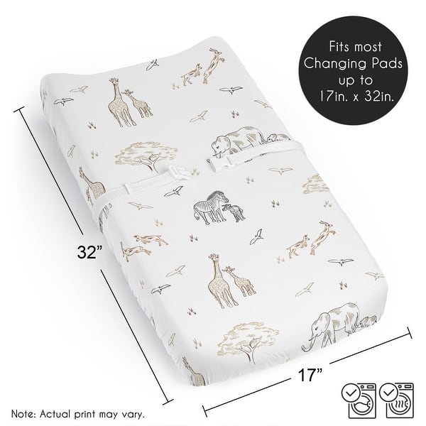 Sweet Jojo Designs Jungle Safari Animals Boy, Girl, Unisex/Gender Neutral Changing Pad Cover Sheet -Zebra Wildlife for Serengeti