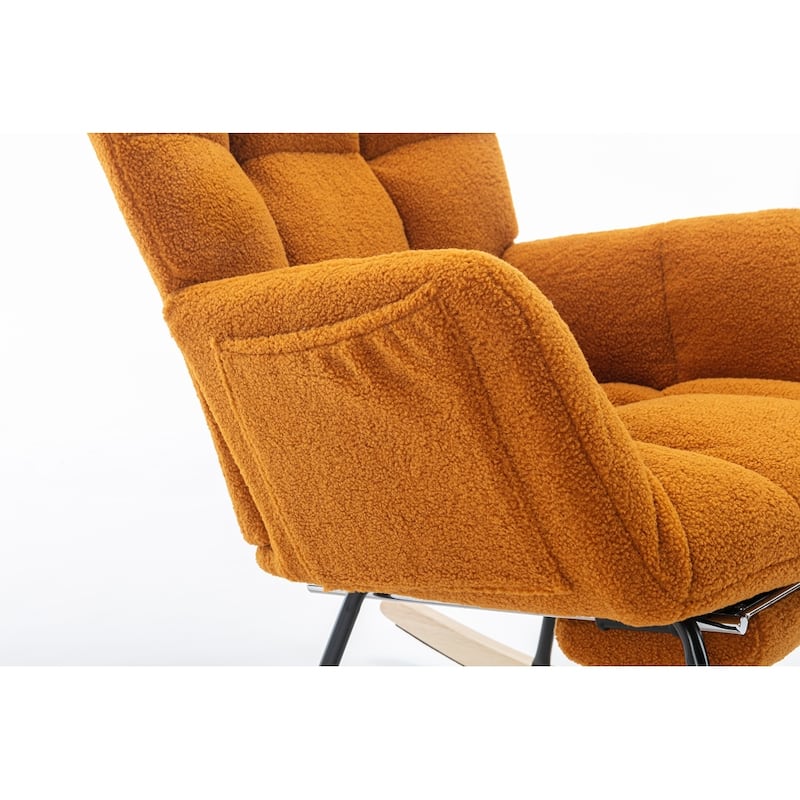 Fabric Rocking Chair With Adjustable Footrest