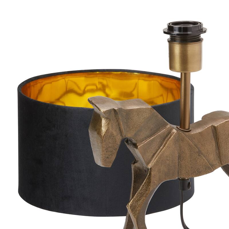 River of Goods 17.75-Inch Gold Origami Horse-Shaped Table Lamp with Black Fabric Drum Shade - 10.75" x 10.25" x 17.75"