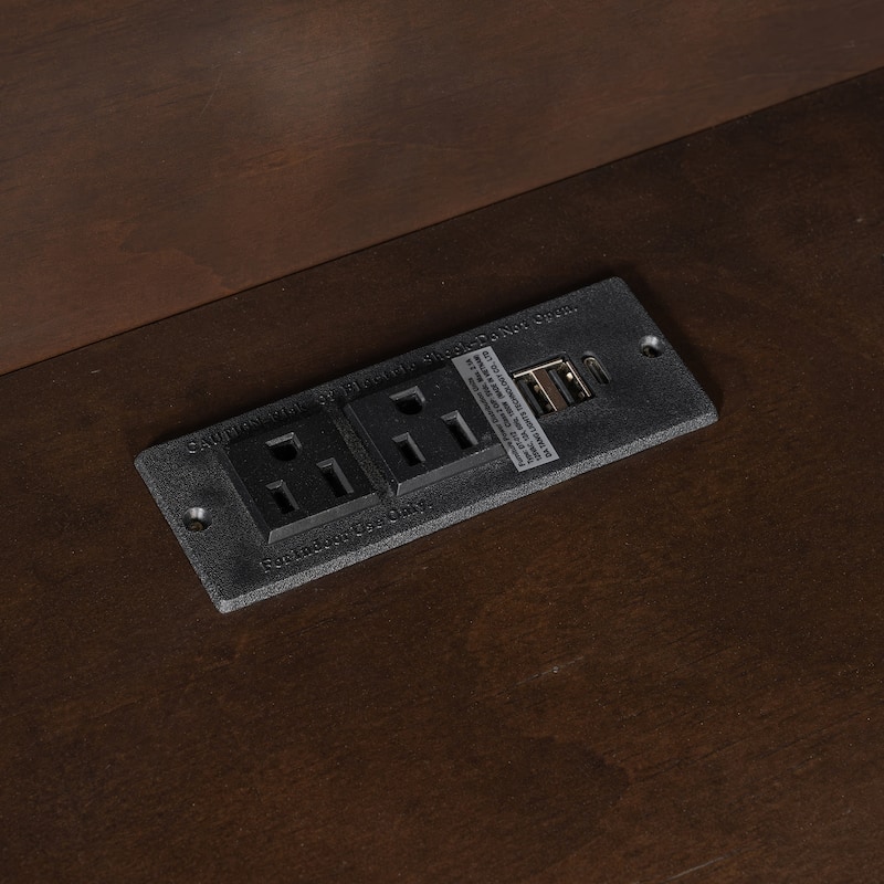 Queen Size Wood Daybed with LED Storage Shelves, USB Ports, and 2 Drawers by Harper&Bright Designs