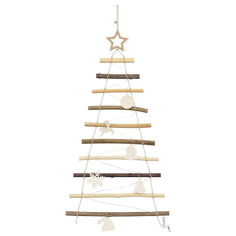 vidaXL Christmas Tree with LEDs Natural Solid Ash wood