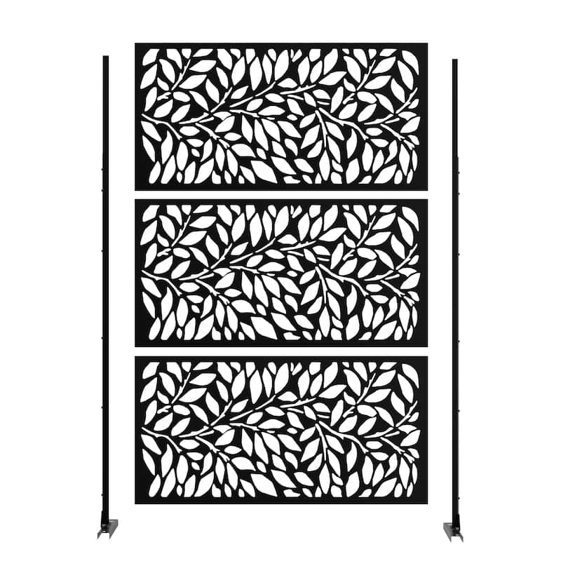 Lirago Metal Privacy Screen Wall Decoration Free Standing-6.3 ft. H X 4 ft. W