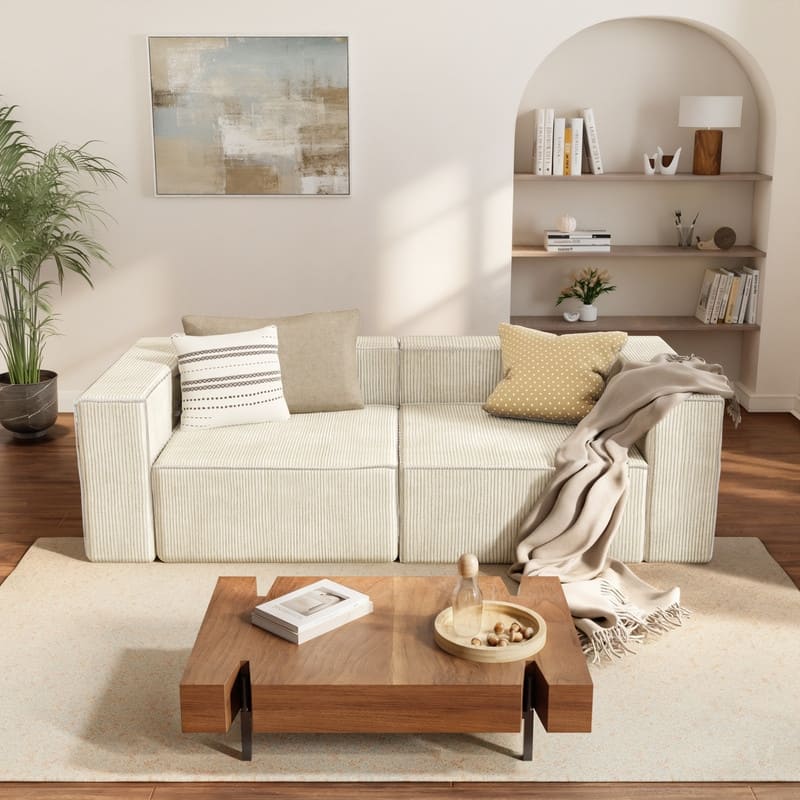 Corduroy Module Comfortable Compression Sofa - Beige Corduroy