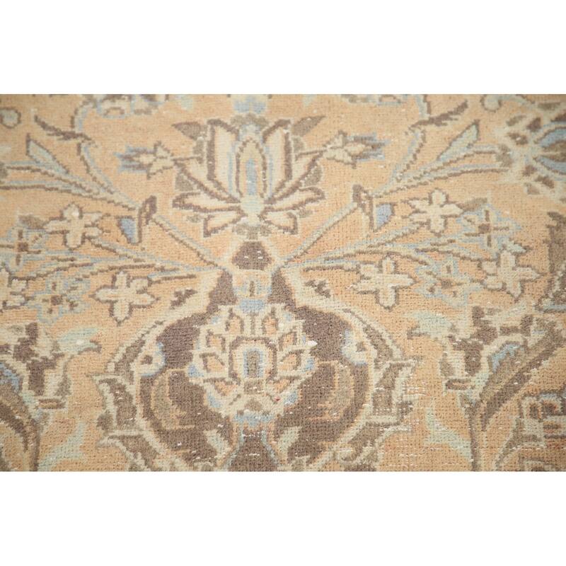 Hand Knotted Oriental 100% Wool Carpet Traditional Floral Peach Kashan Area Rug - 12' 10'' X 9' 4''