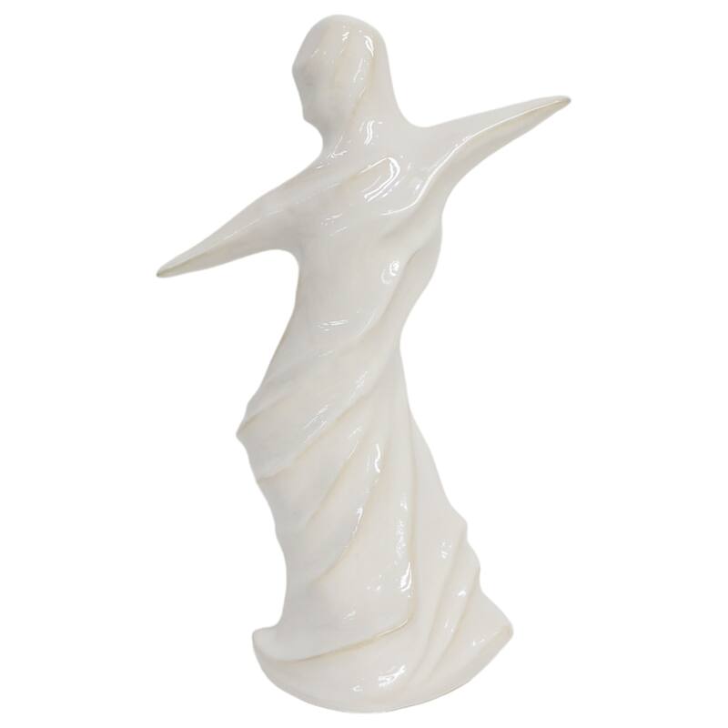 Abstract Ceramic Dancer Statue Figurine for Home Decor - 14", White - 14.0"