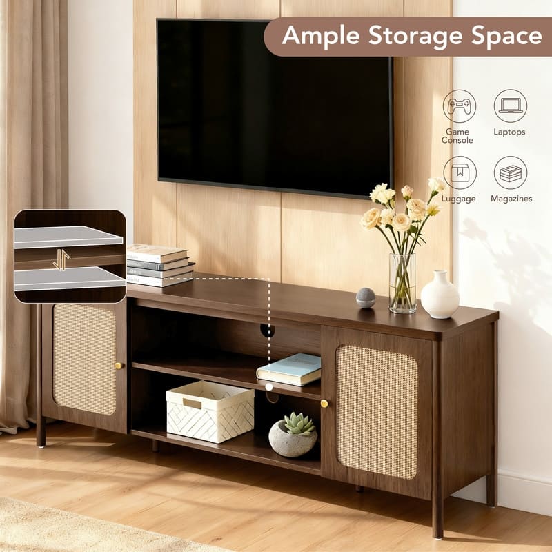 Spruce & Spring 62" Bohemian TV Stand Modern Media Console Entertainment Center