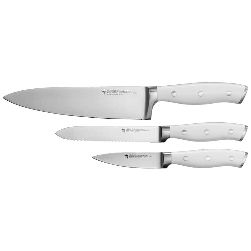 Henckels Forged Accent 3-pc Starter Knife Set - White Handle - Stainless Steel - 3 Piece - 3-pc